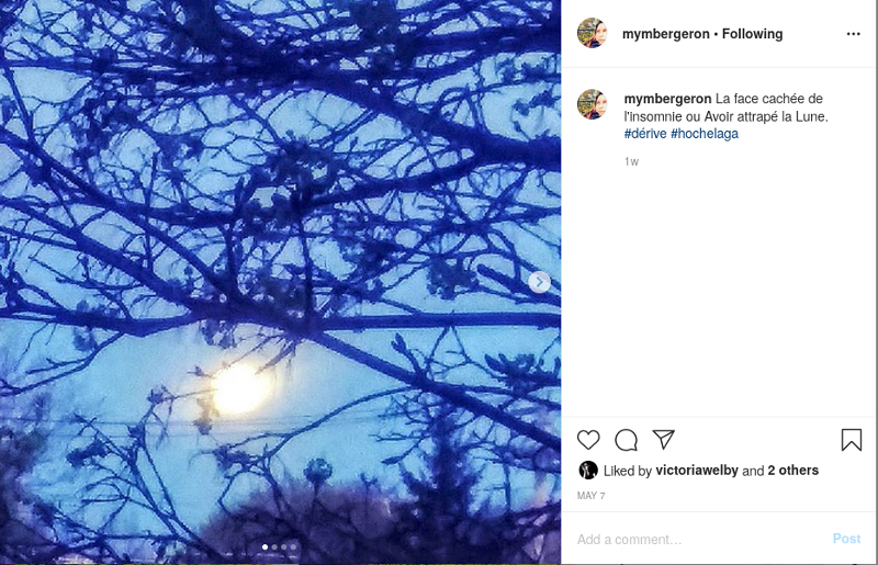 Capture d’écran du compte instagram de Myriam Marcil-Bergeron